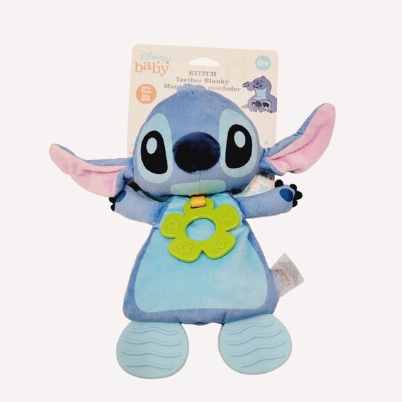 Infant Toddler Disney Baby Stitch Teether Blanky Plush Sensory Crinkle Teether - Picture 1 of 4